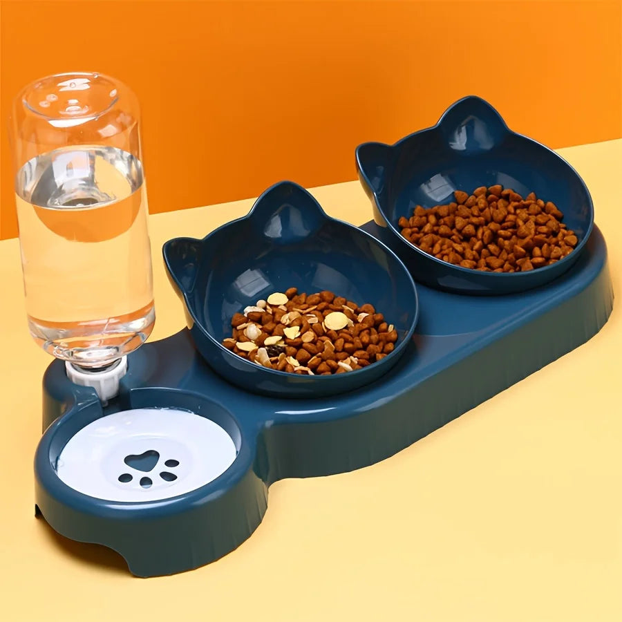 3-in-1 Katzen Napf Set mit Wasserspender
